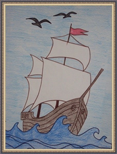 Карандашный набросок корабля