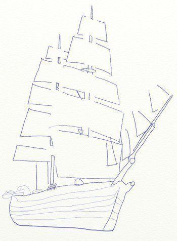 Корабль рисунок карандашом