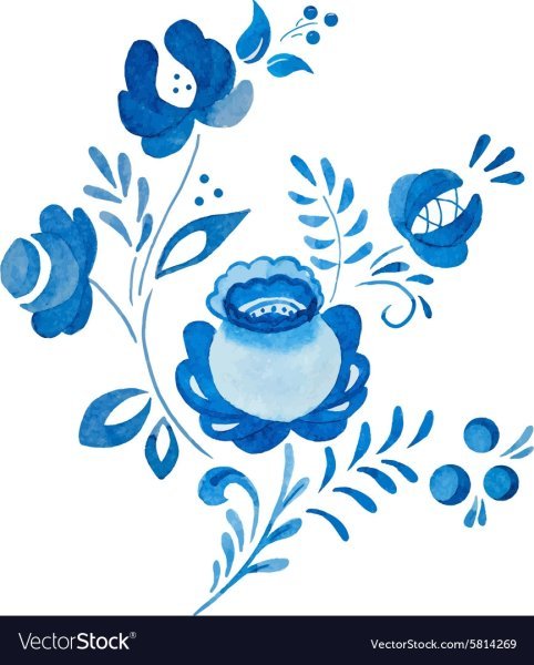 Элементы гжельской росписи роза