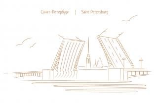 Дворцовый мост в Санкт-Петербурге раскраска