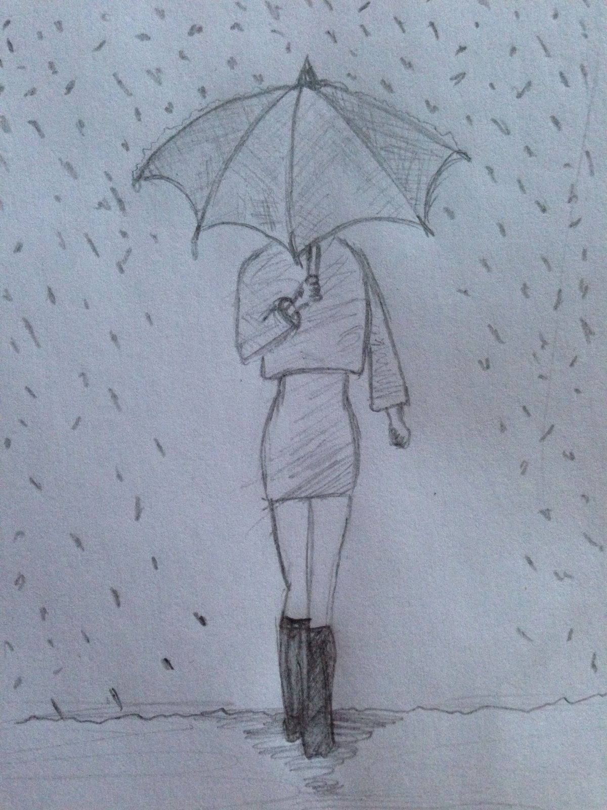 Девушка с зонтом рисунок карандашом