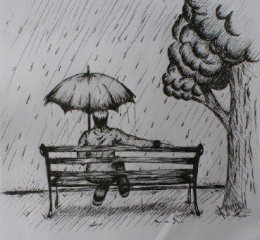 Человек под дождем рисунок простой (44 фото)