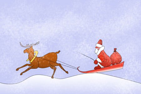 Дед Мороз на санях легко