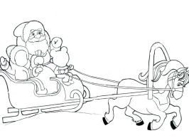 Дед Мороз на санях раскраска