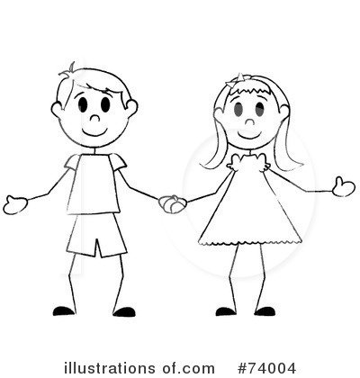 Раскраска мальчик с девочкой держатся за руки