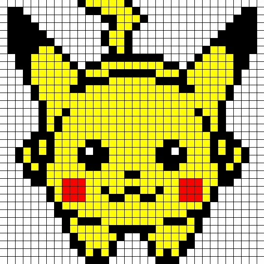 Рисование по клеткам Пикачу