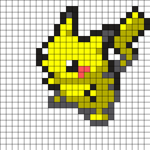 Пикачу по клеточкам в тетради легкие