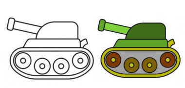 Танк спереди рисунок поэтапно