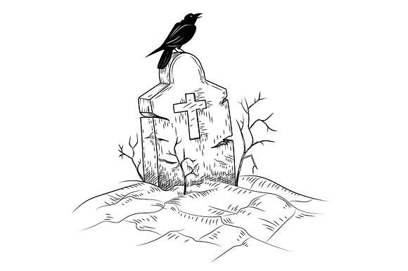 Тату ворон на могиле