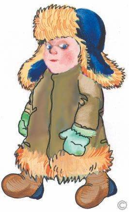 Мальчик в шубе и валенках