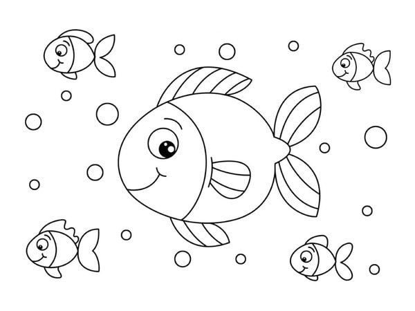 Разукрашка аквариум с рыбками