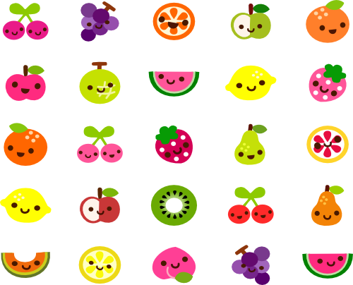 Кавайные фрукты и овощи