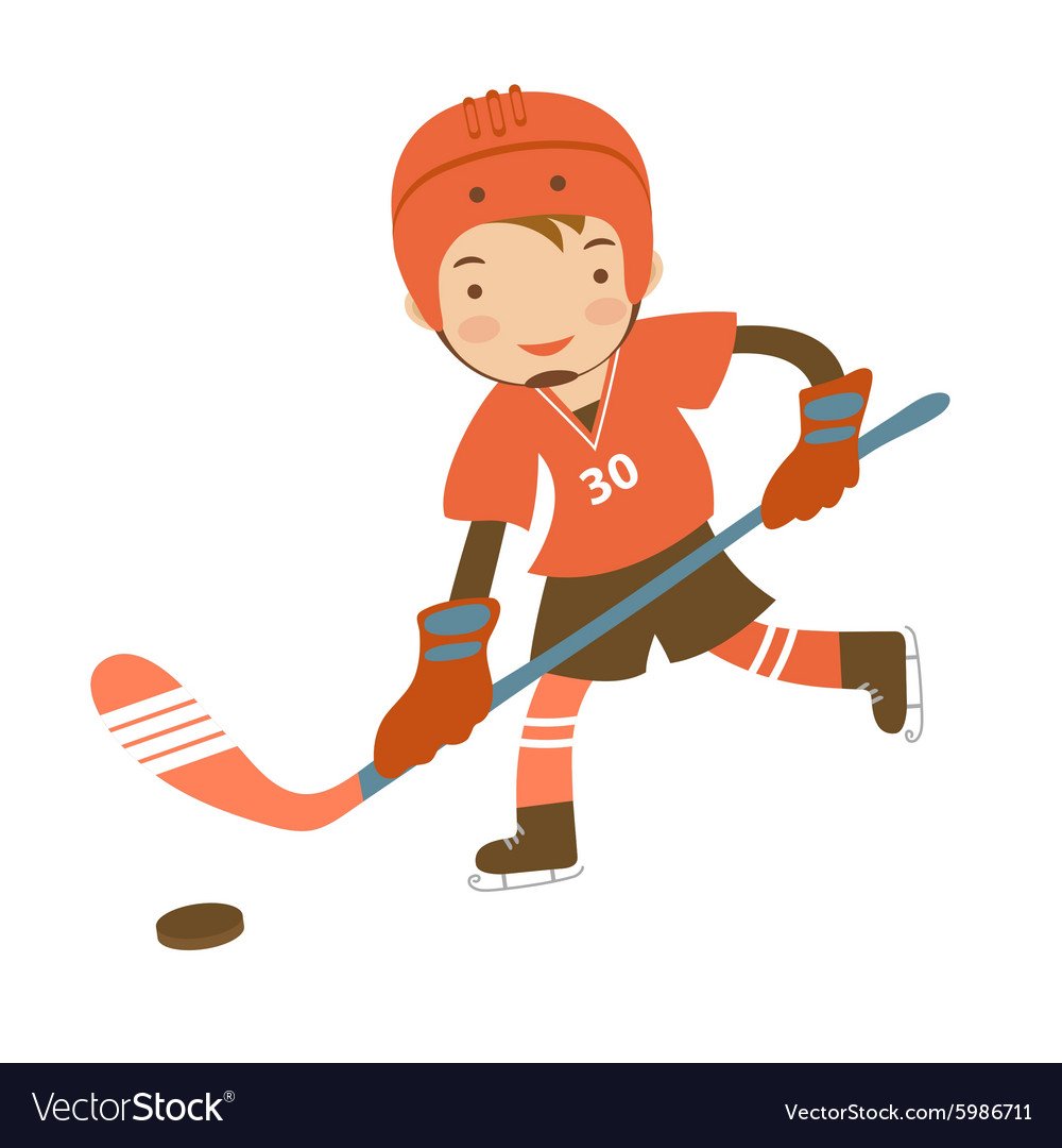 Мальчик хоккеист вектор