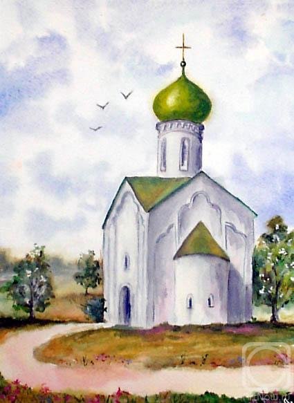 Легкий пейзаж с храмом