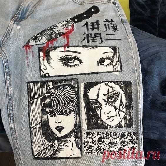 Роспись на джинсах современной