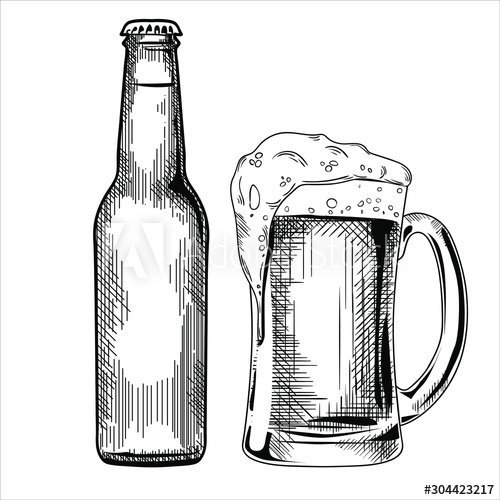 Бутылка пива трафарет