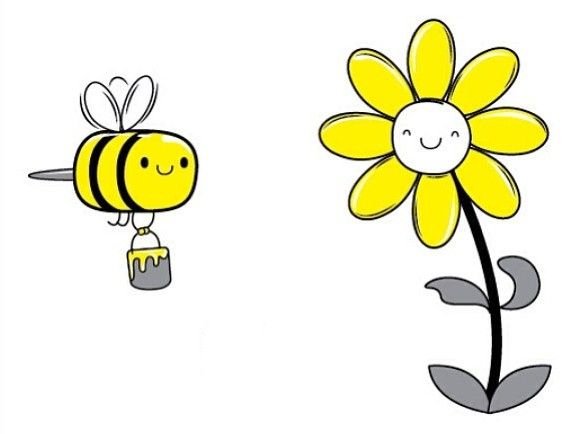 Рисование пчелки на цветке