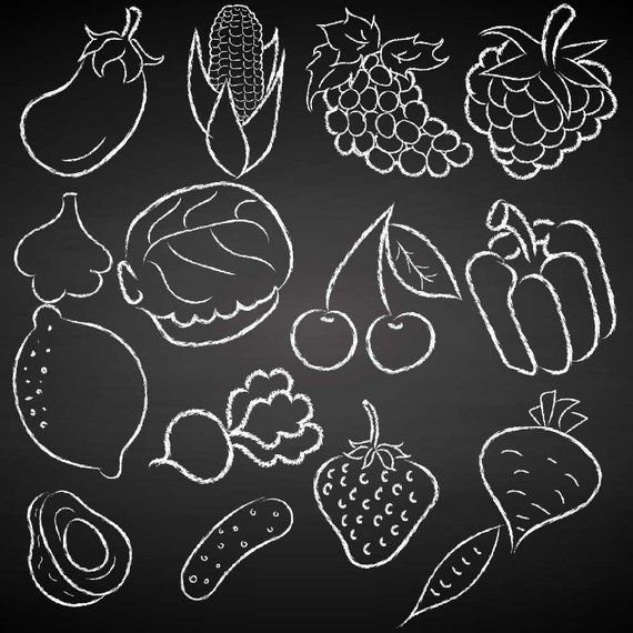 Овощи на грифельной доске
