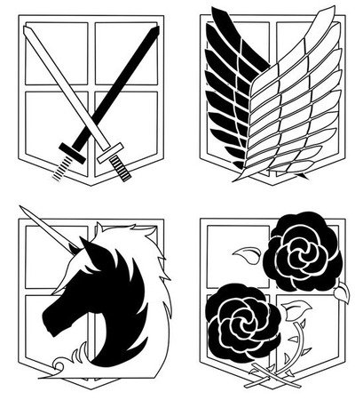 Атака титанов Стикеры черно белые