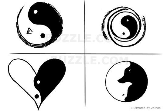 Инь Янь рисунок карандашом для срисовки