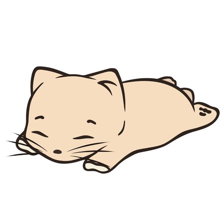 Котик лежит на животе