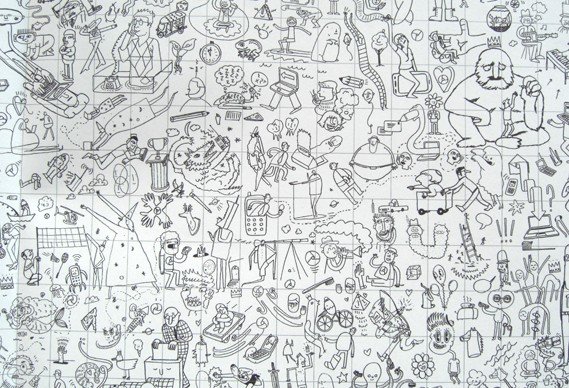 Много мелких рисунков на одном листе