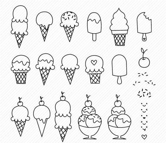 Картинки маленькие мороженки для срисовки
