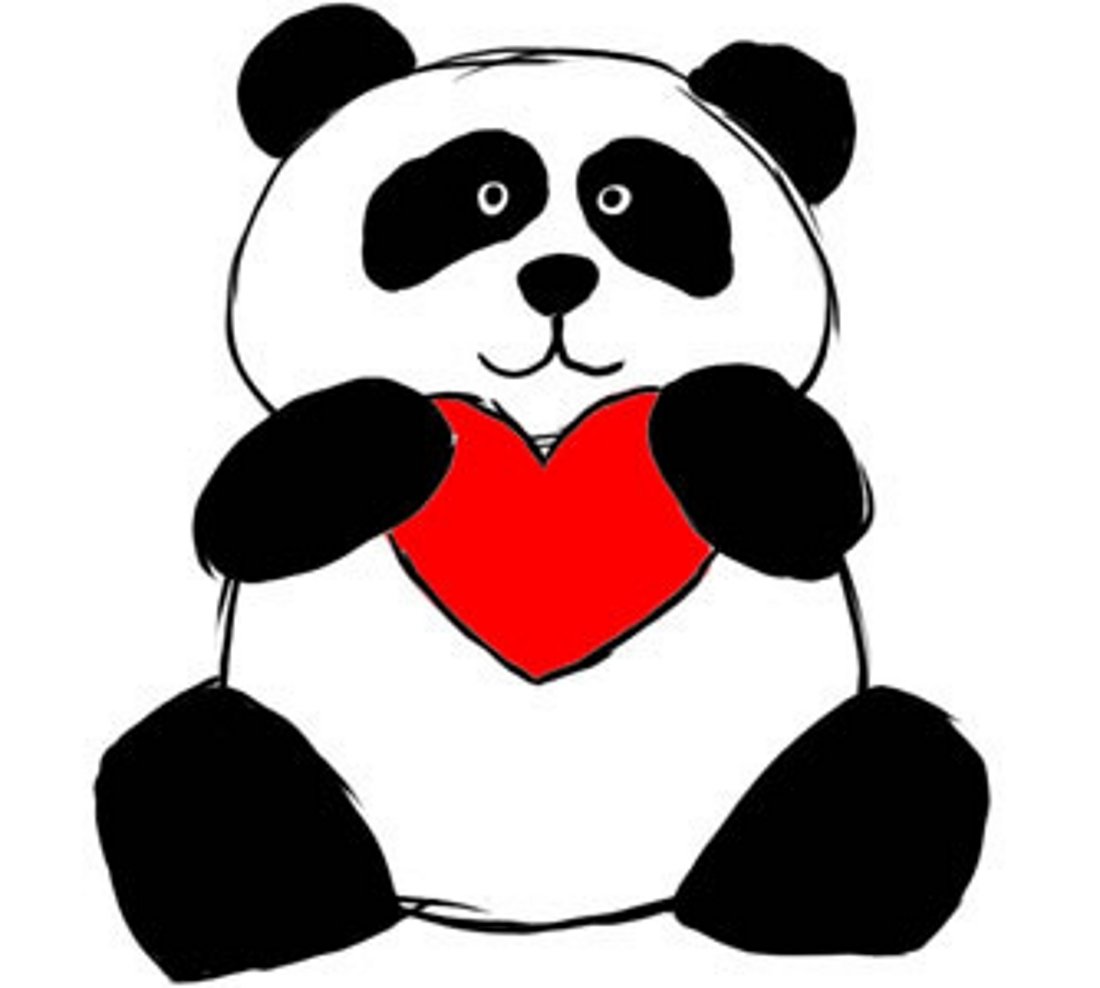 Нарисовать панду с сердечком