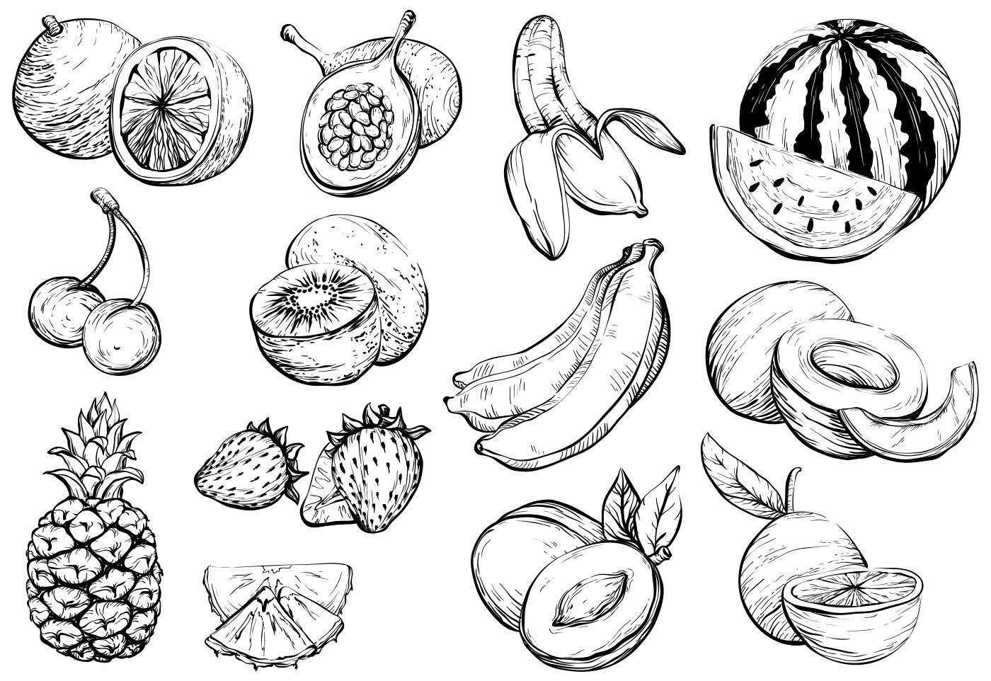 Простые скетчи фрукты