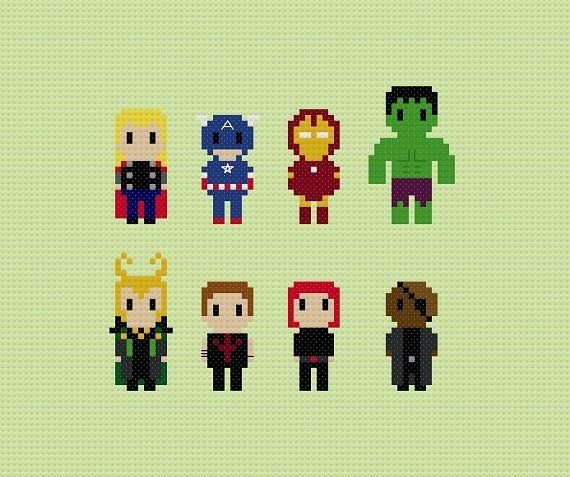 Рисование по клеточкам Марвел маленькие