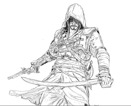 Ассасин рисунок карандашом для срисовки