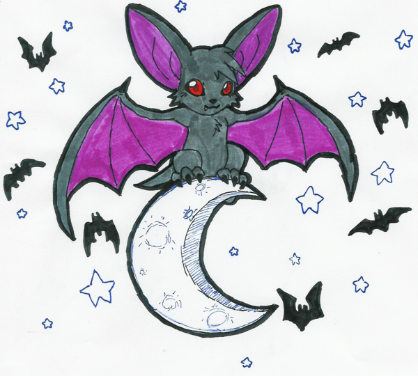 Летучая мышь карандашом для детей