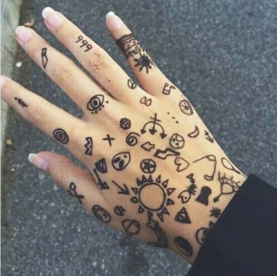 Рисунки на коже ручкой