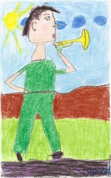 Маленький трубач рисунок