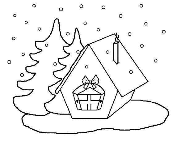 Новогодний домик раскраска