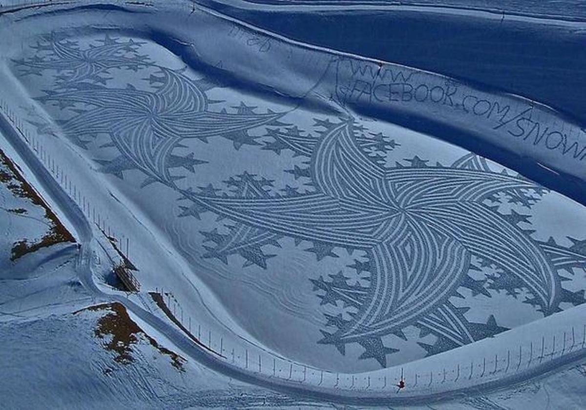 Саймон Бек рисунки на снегу
