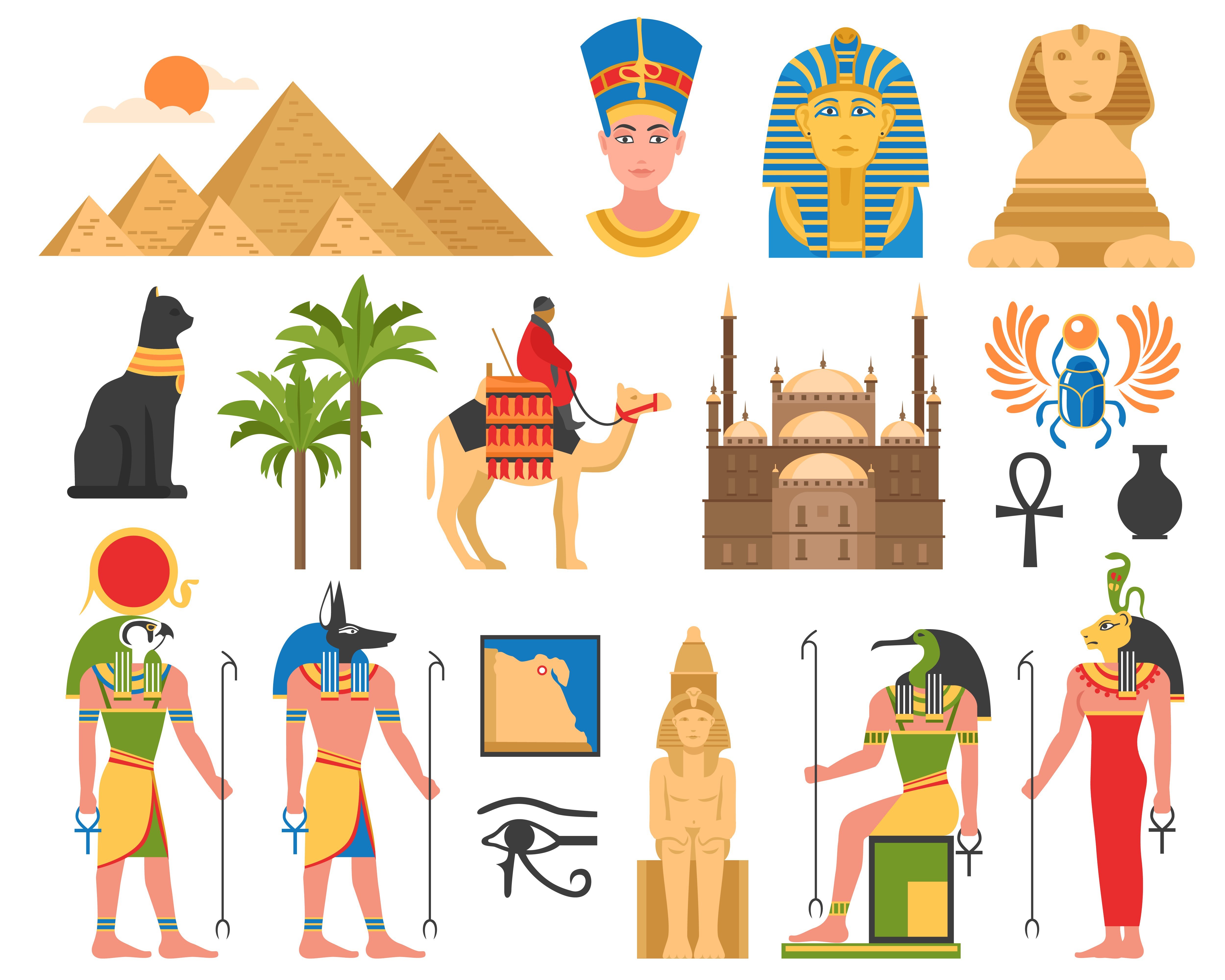 Египетские рисунки на белом фоне