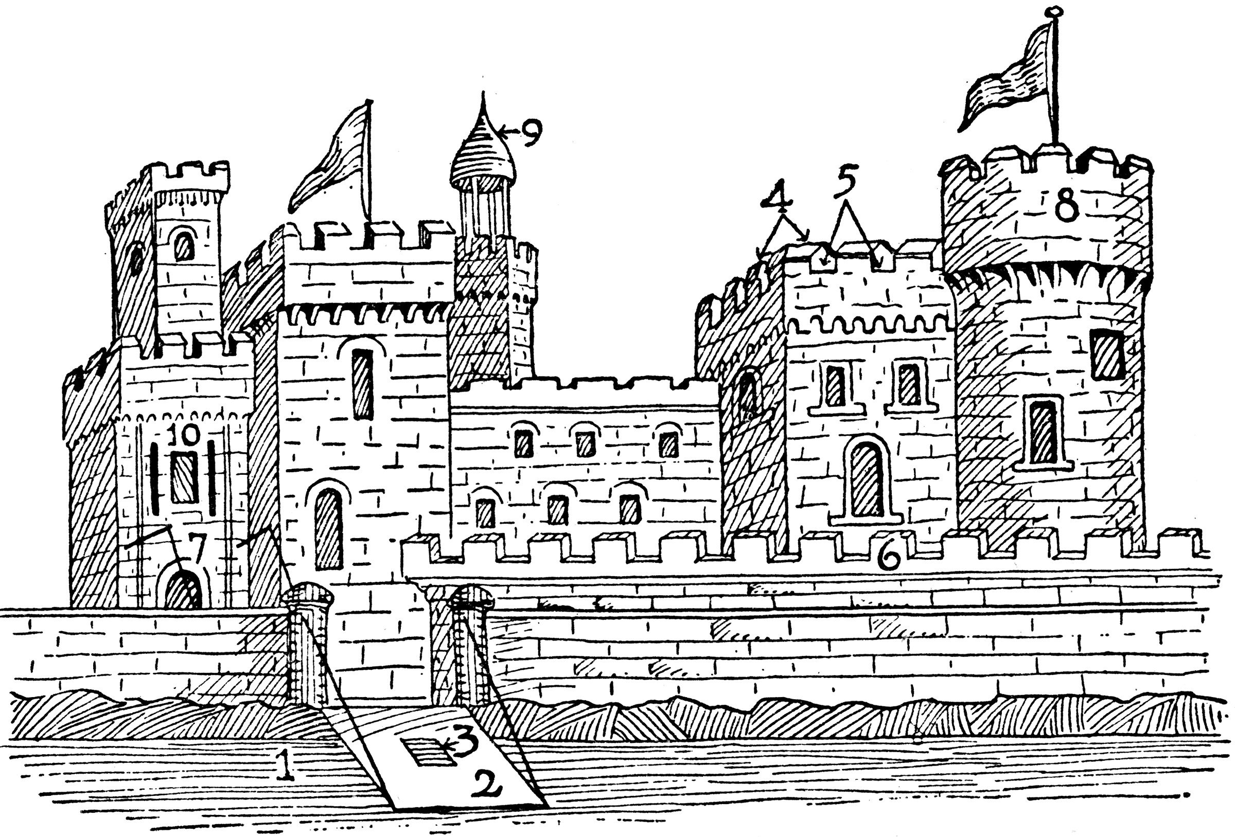 Рыцарский замок в средневековье рисунок