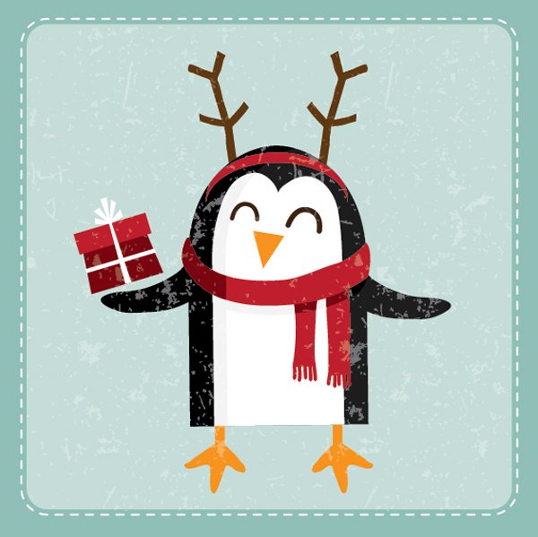 Идеи новогодних рисунков Пингвин