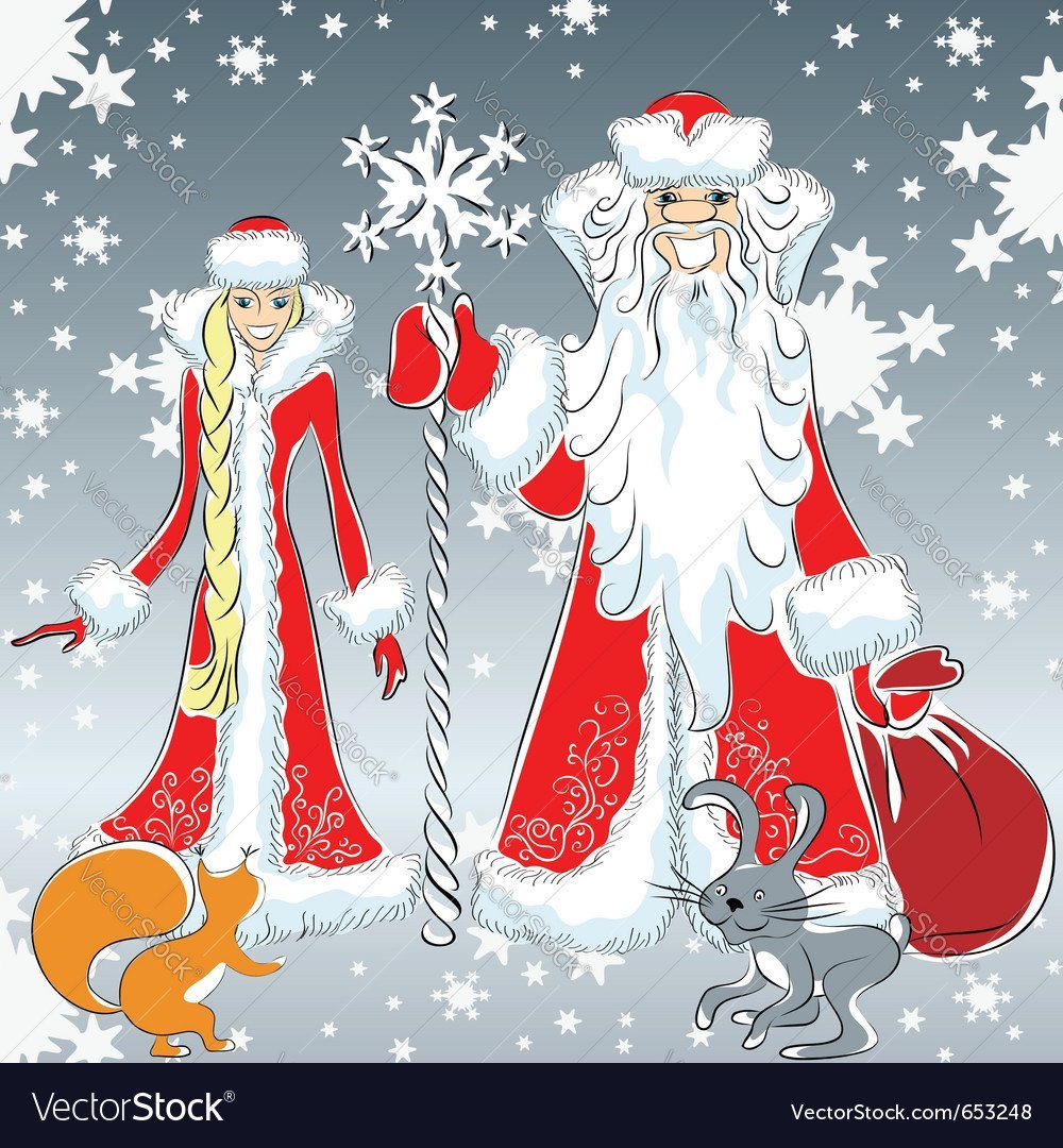 Рисунок Деда Мороза и Снегурочки вместе