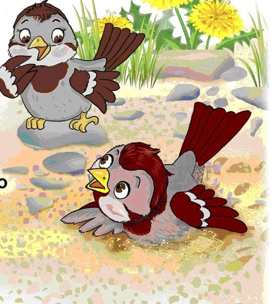 Воробей акварелью