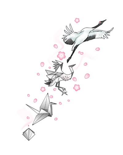 Журавль тату эскиз