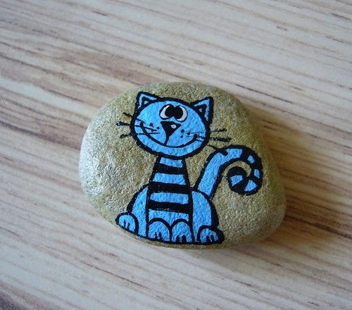Роспись камней котики акриловыми красками
