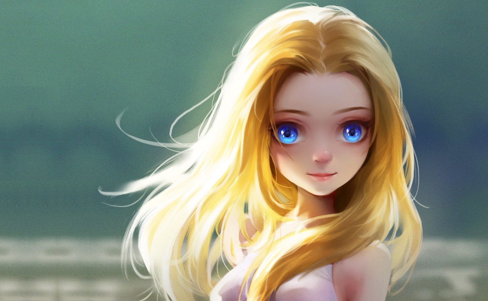 Аниме блондинка с голубыми глазами