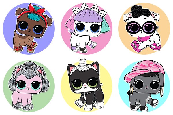 ЛОЛ питомцы цветные
