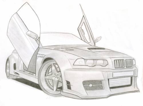 Бугатти Вейрон рисунок карандашом поэтапно