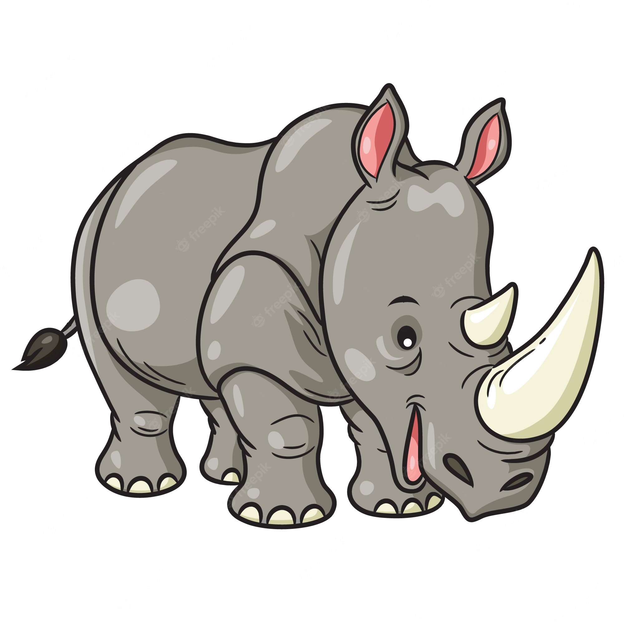 Носорог мультяшный на прозрачном фоне