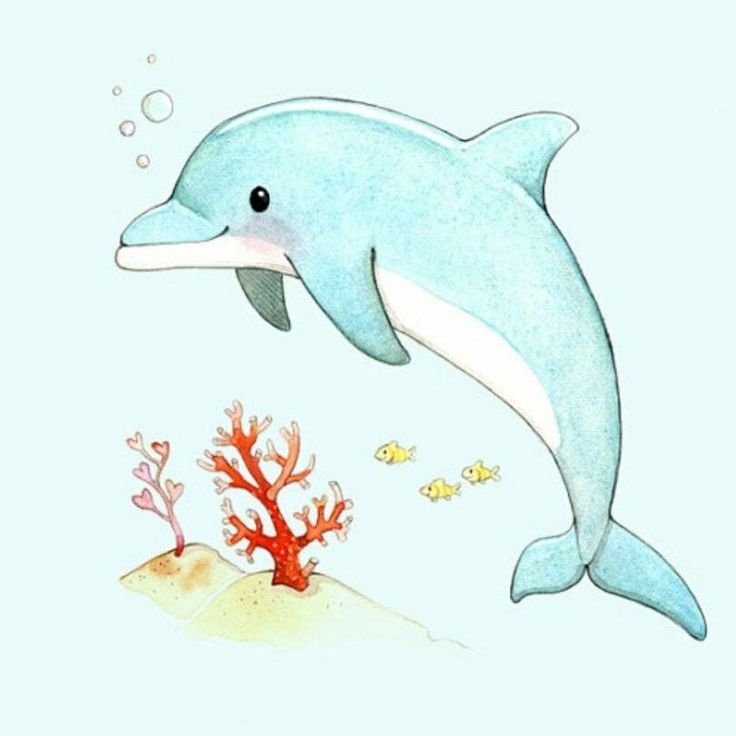 Дельфина нарисовать детям