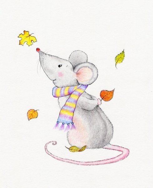 Мышка в шарфике рисунок