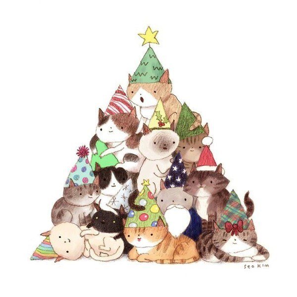 Елка цветными карандашами